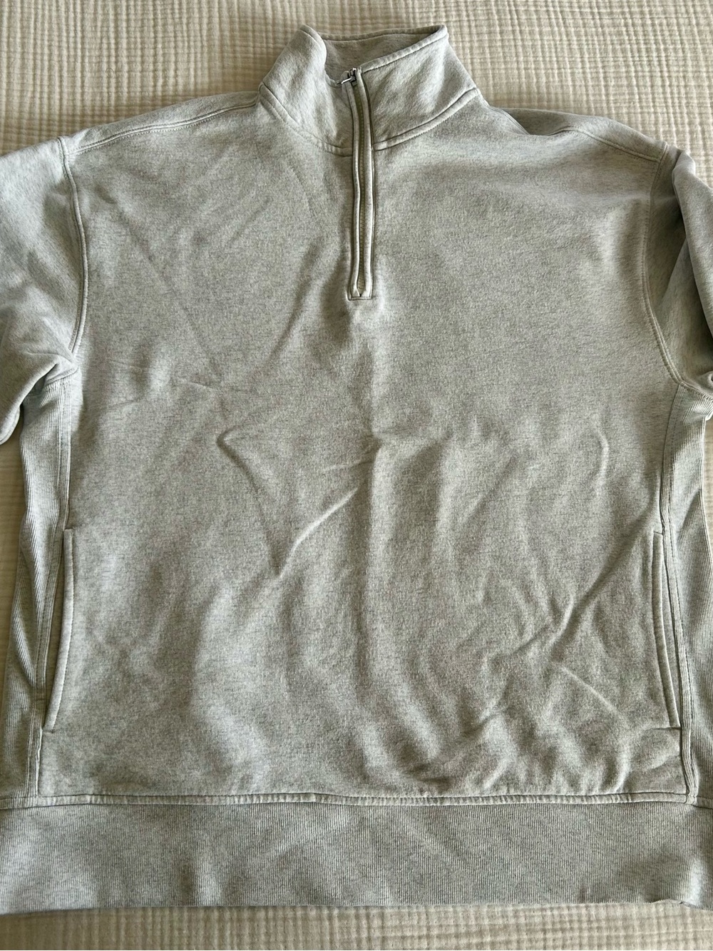 Athleta Light Gray Quarter-Zip Pullover